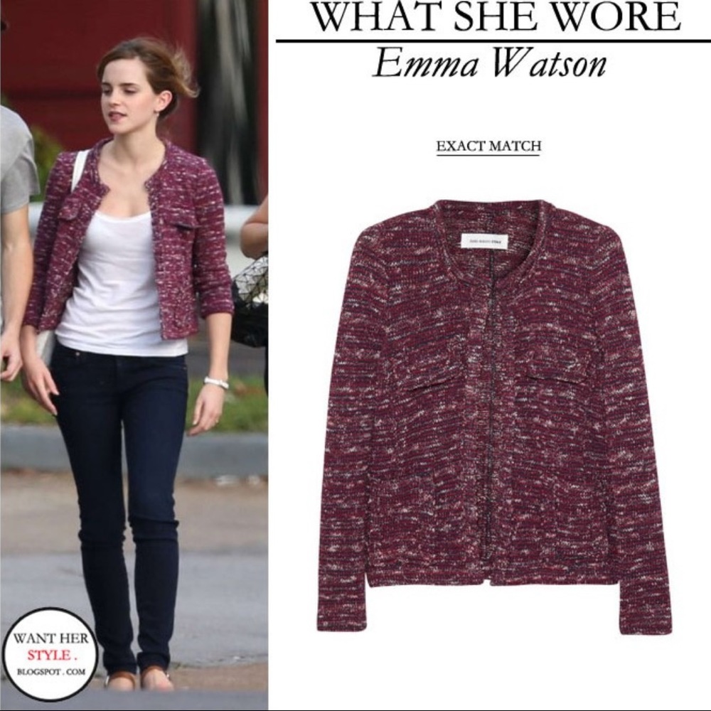 Isabel Marant Etoile Tweed Jacket Pink ASO Emma Watson Size XS